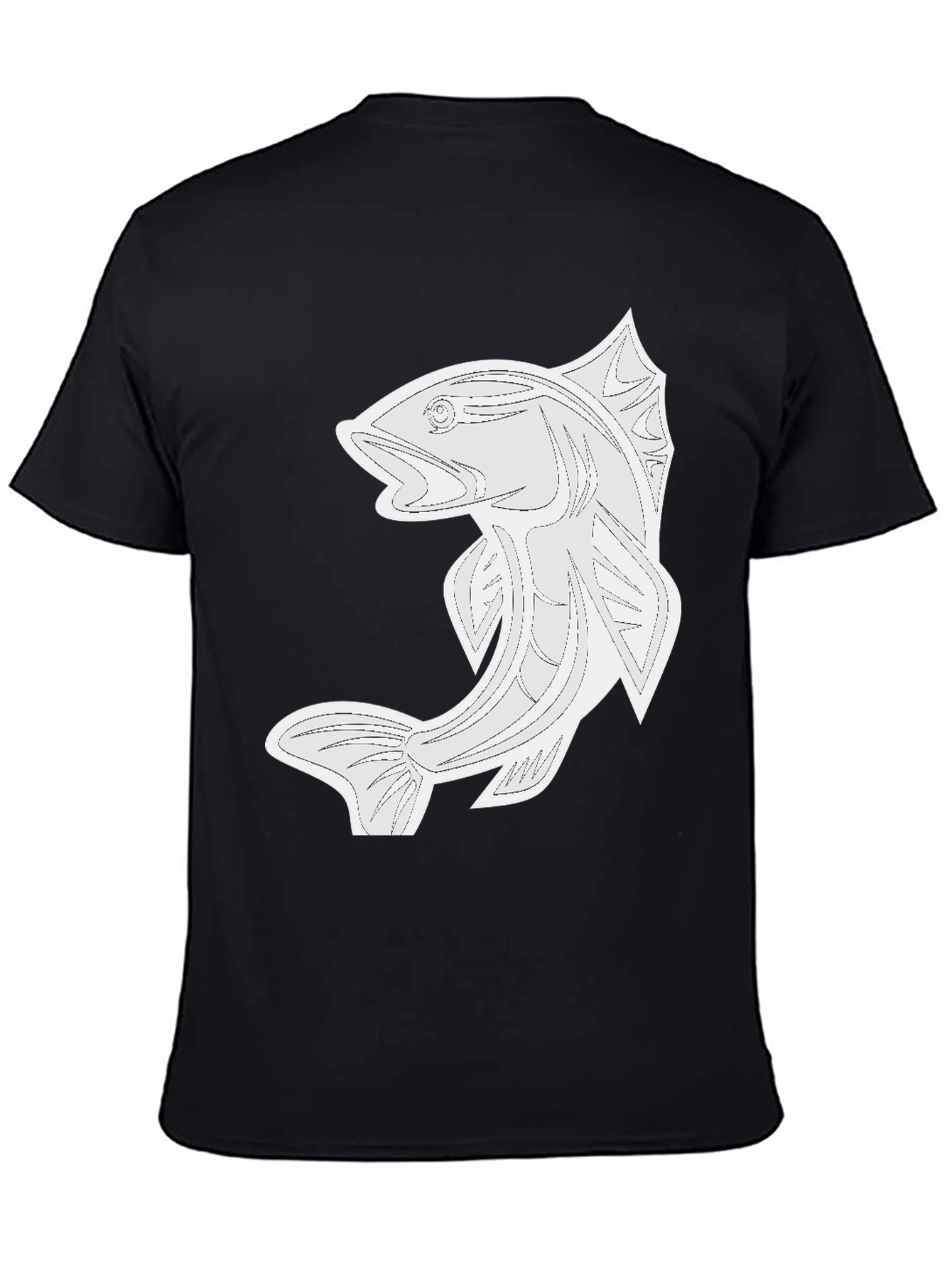 Black Graphic Tee - Fish Design