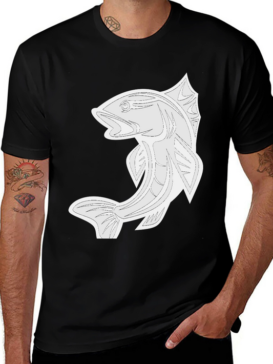 Black Graphic Tee - Fish Design