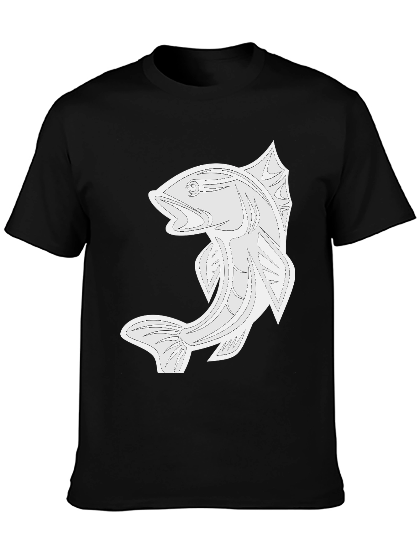 Black Graphic Tee - Fish Design