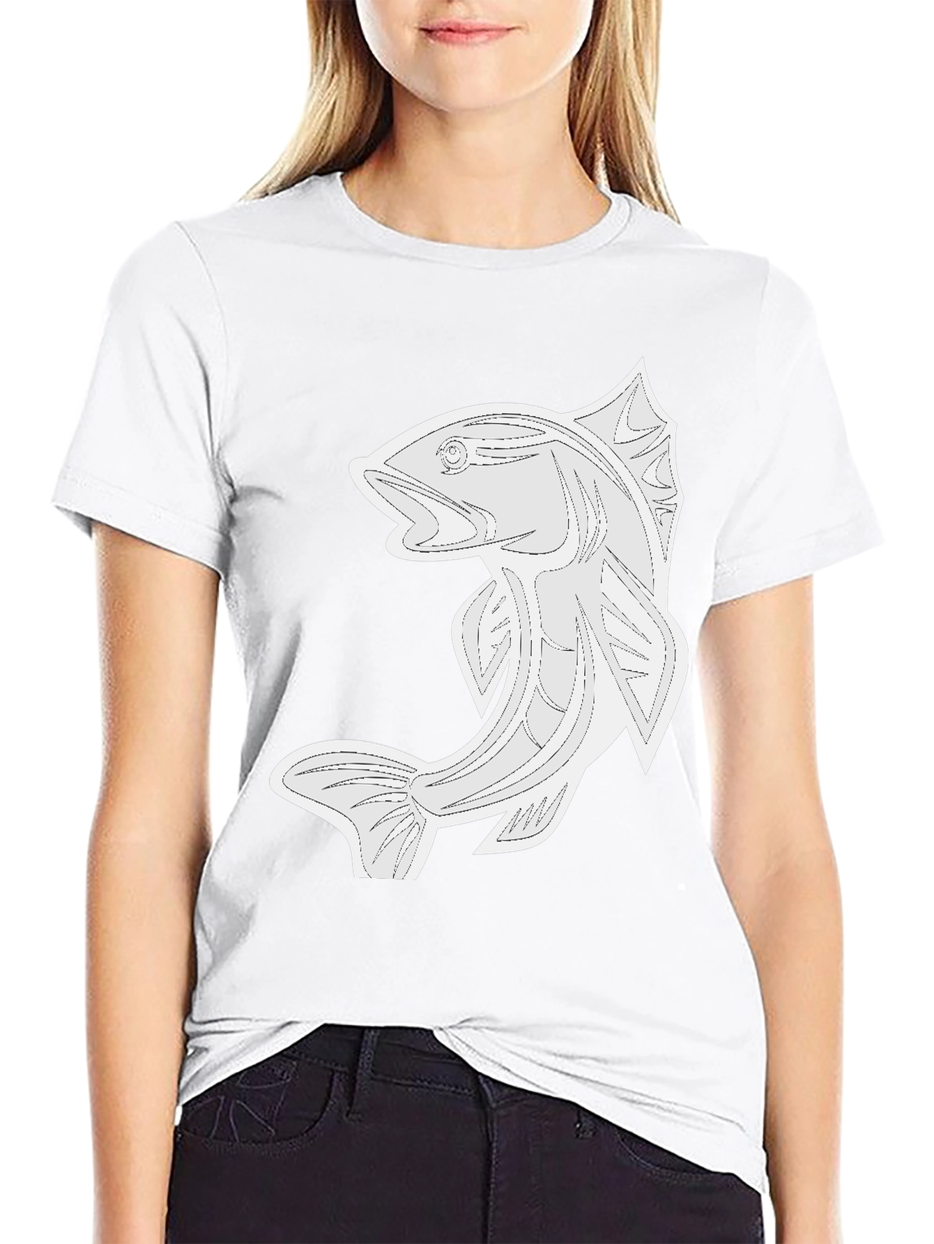 Black Graphic Tee - Fish Design