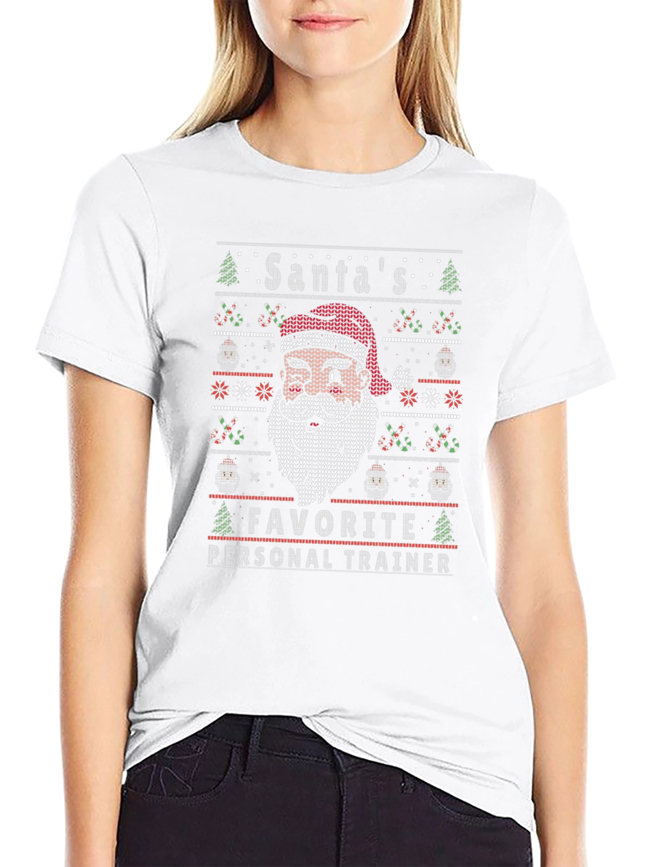 Santas Favorite Personal Trainer Ugly Christmas Sweater T-Shirt