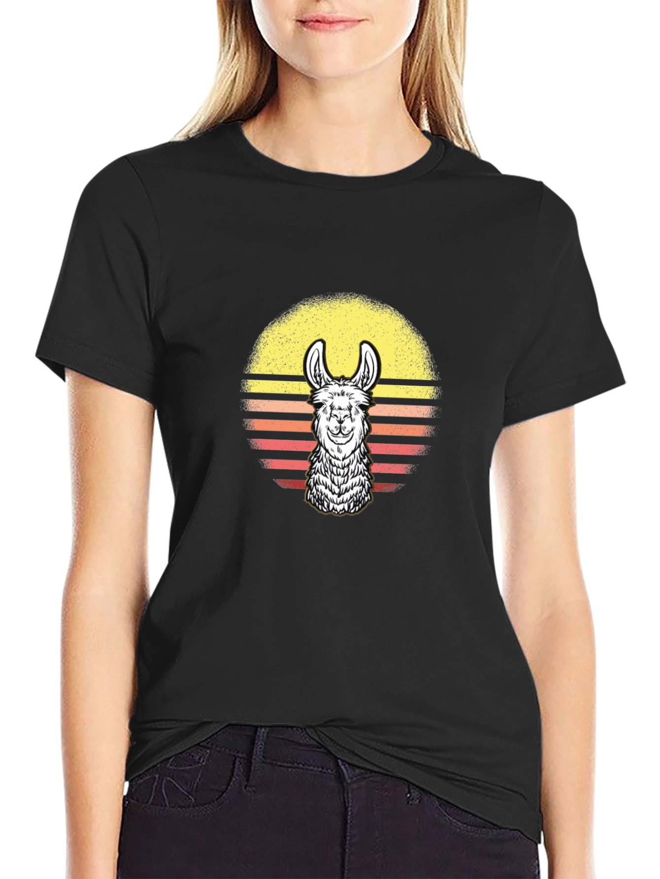 Retro Llama Sunset Graphic Tee