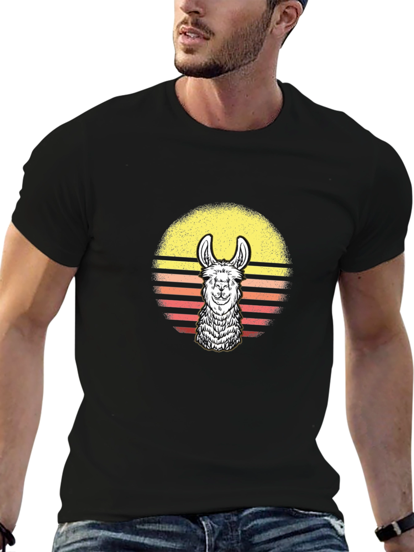 Retro Llama Sunset Graphic Tee