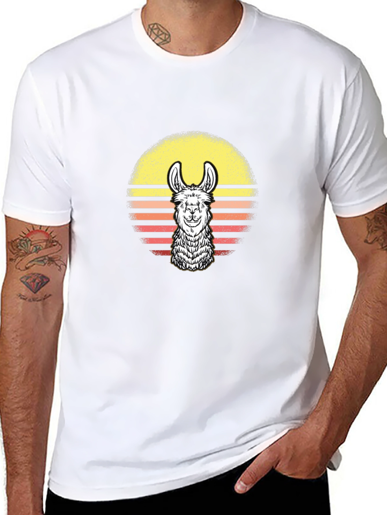 Retro Llama Sunset Graphic Tee