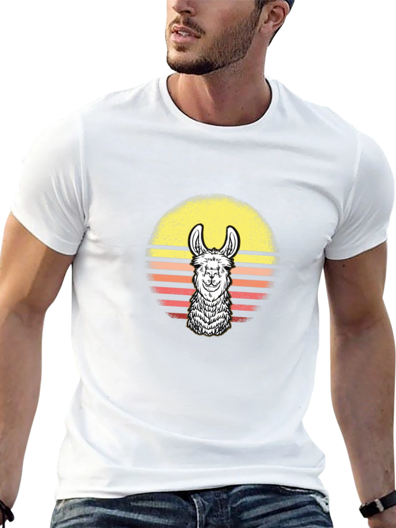 Retro Llama Sunset Graphic Tee