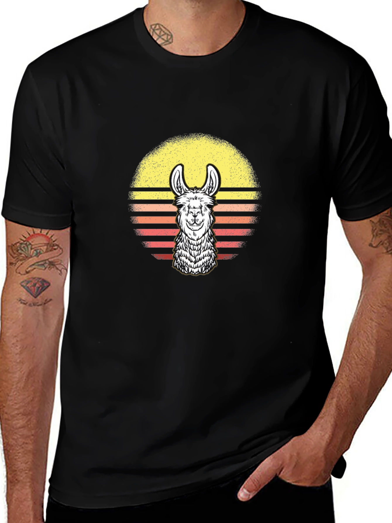 Retro Llama Sunset Graphic Tee