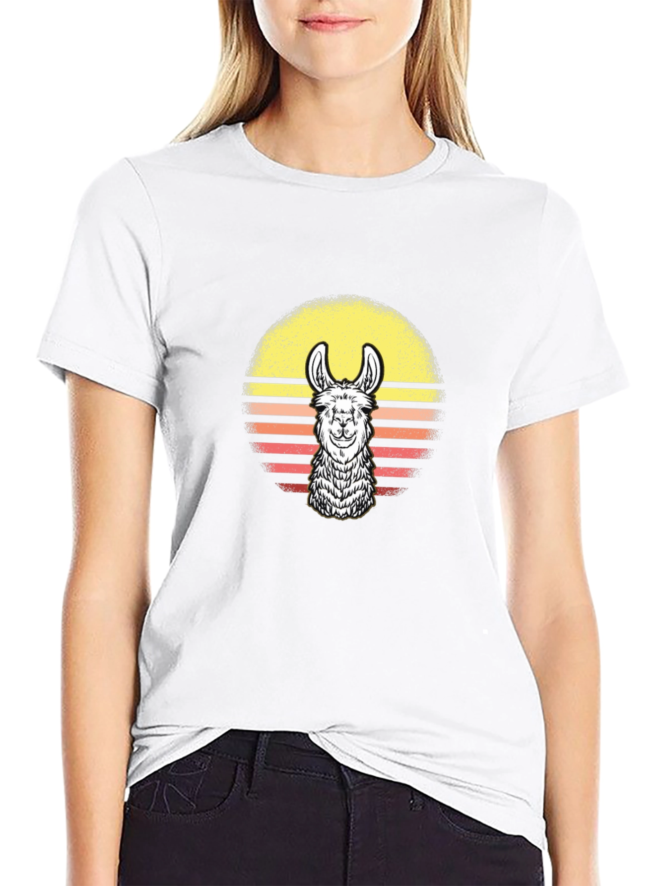 Retro Llama Sunset Graphic Tee