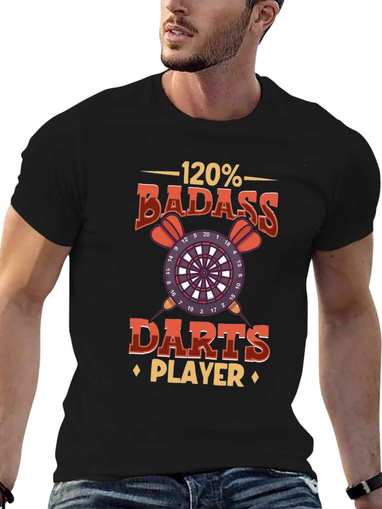 120% Badass Darts Player Graphic T-Shirt