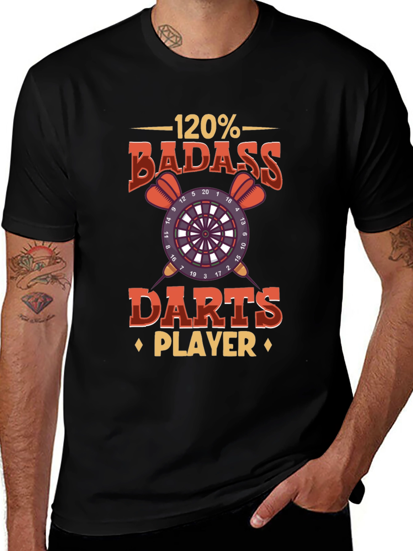 120% Badass Darts Player Graphic T-Shirt