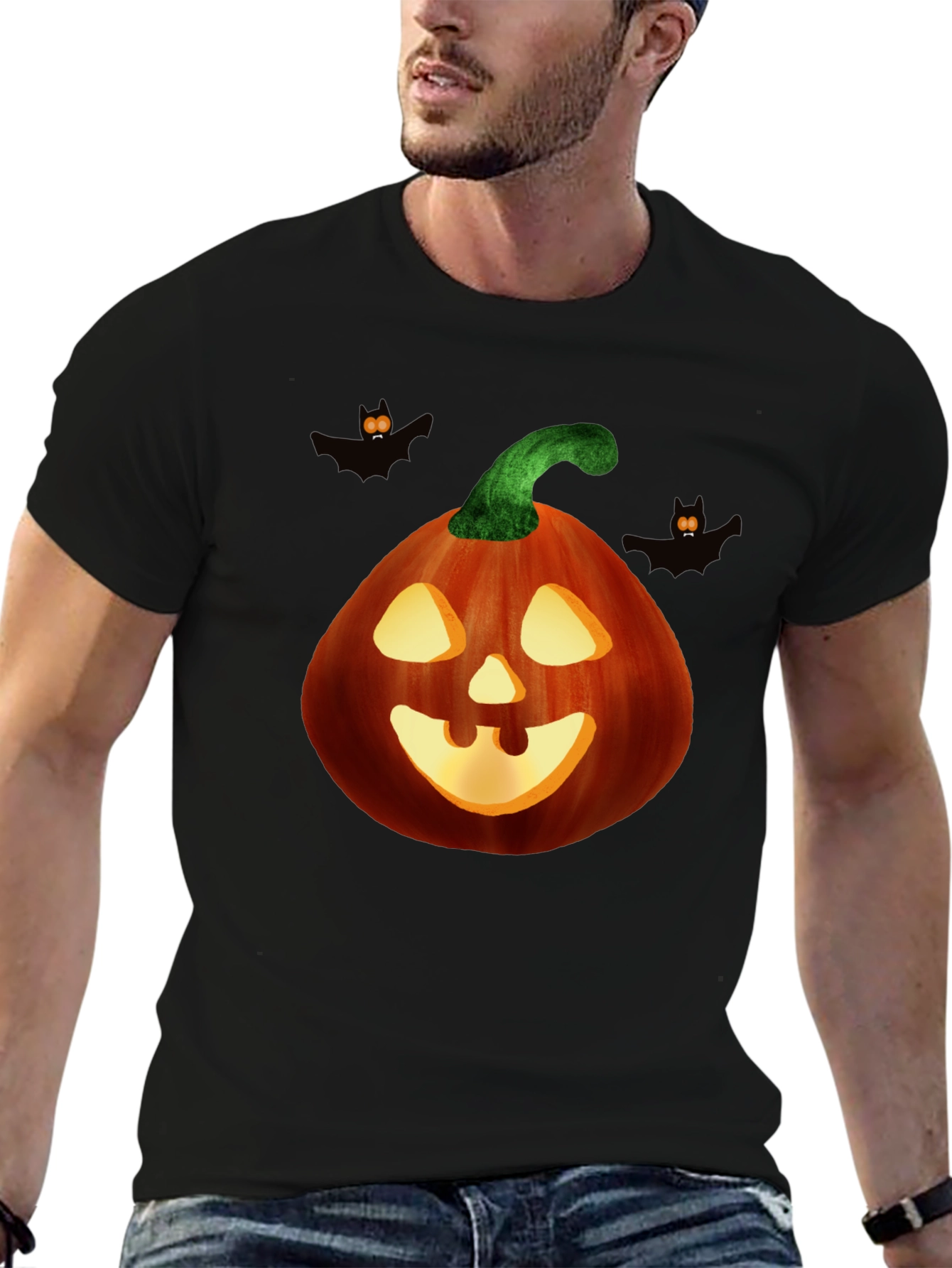 Halloween Pumpkin Graphic Tee - Spooky Season Style