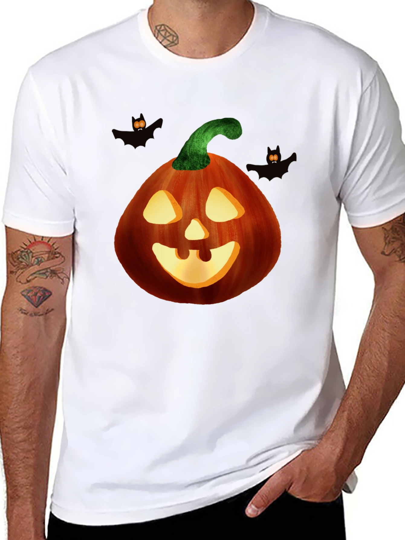 Halloween Pumpkin Graphic Tee - Spooky Season Style