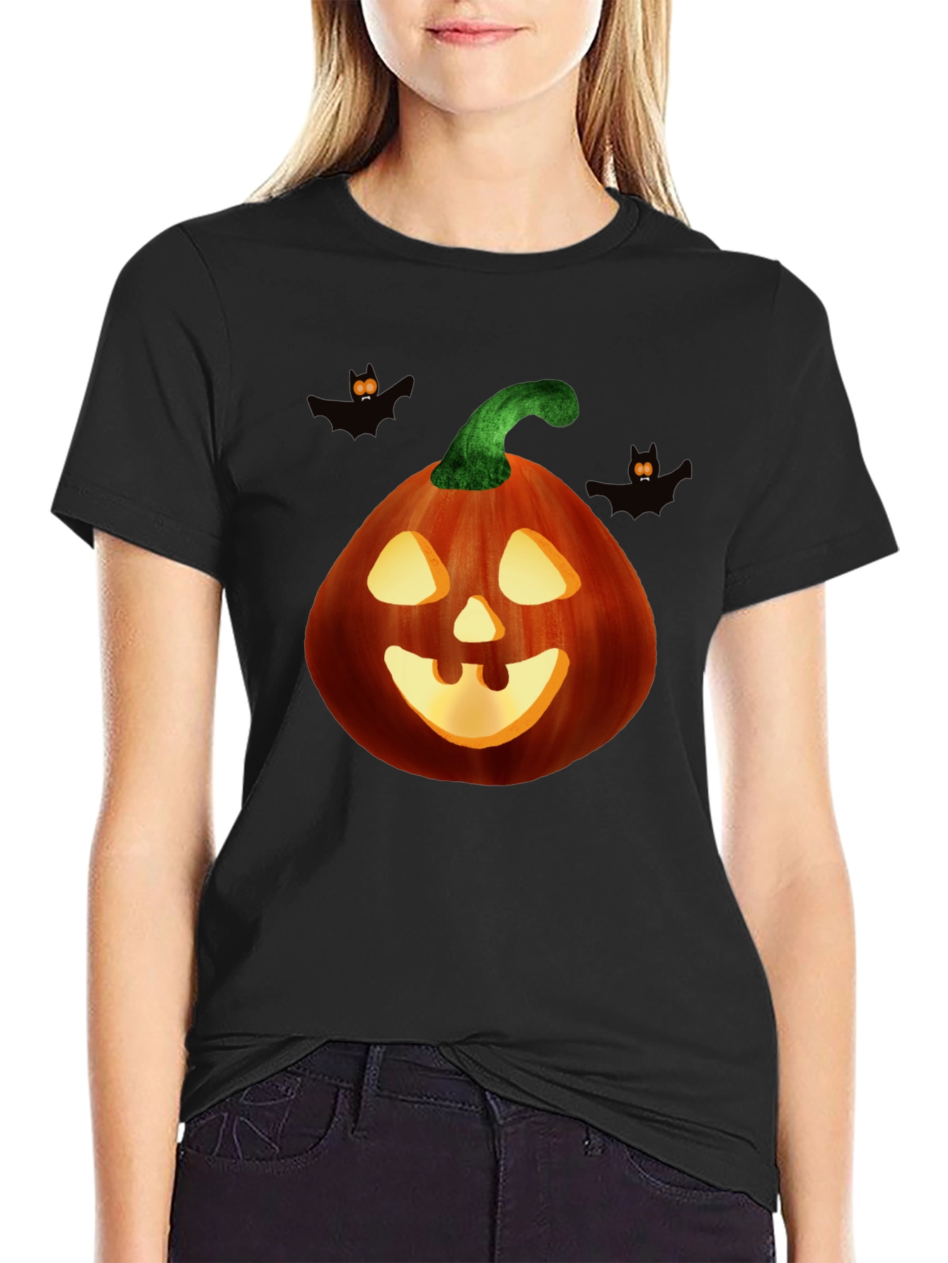 Halloween Pumpkin Graphic Tee - Spooky Season Style