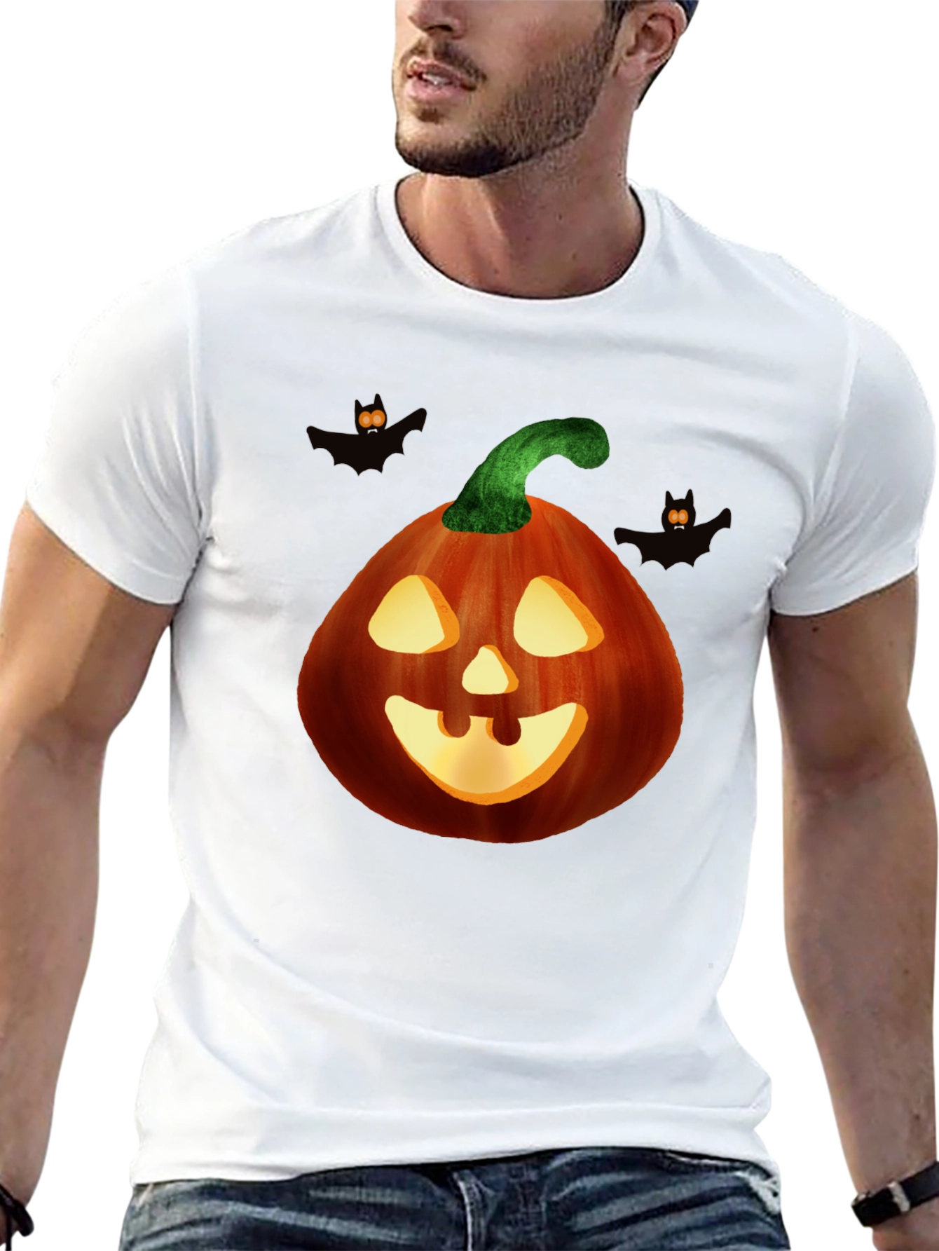 Halloween Pumpkin Graphic Tee - Spooky Season Style