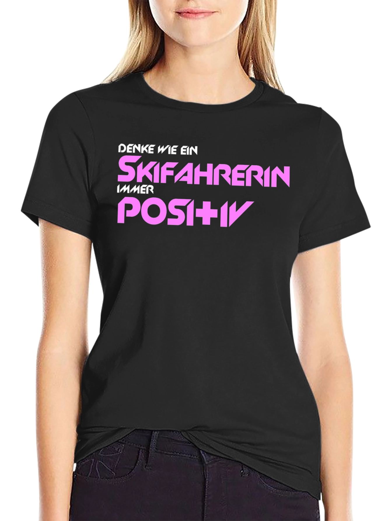 Skiing Enthusiast T-Shirt: Think Positive!