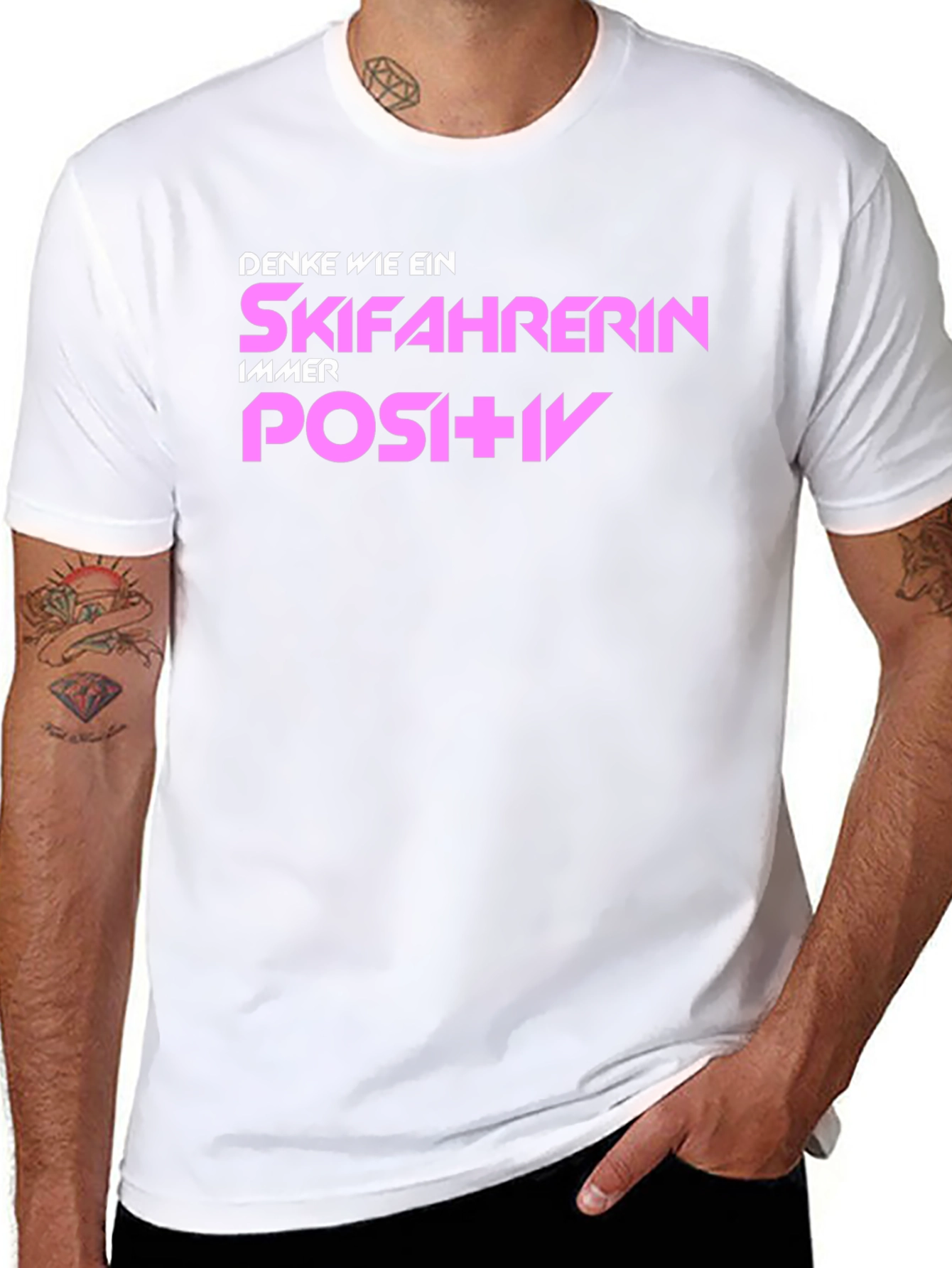 Skiing Enthusiast T-Shirt: Think Positive!