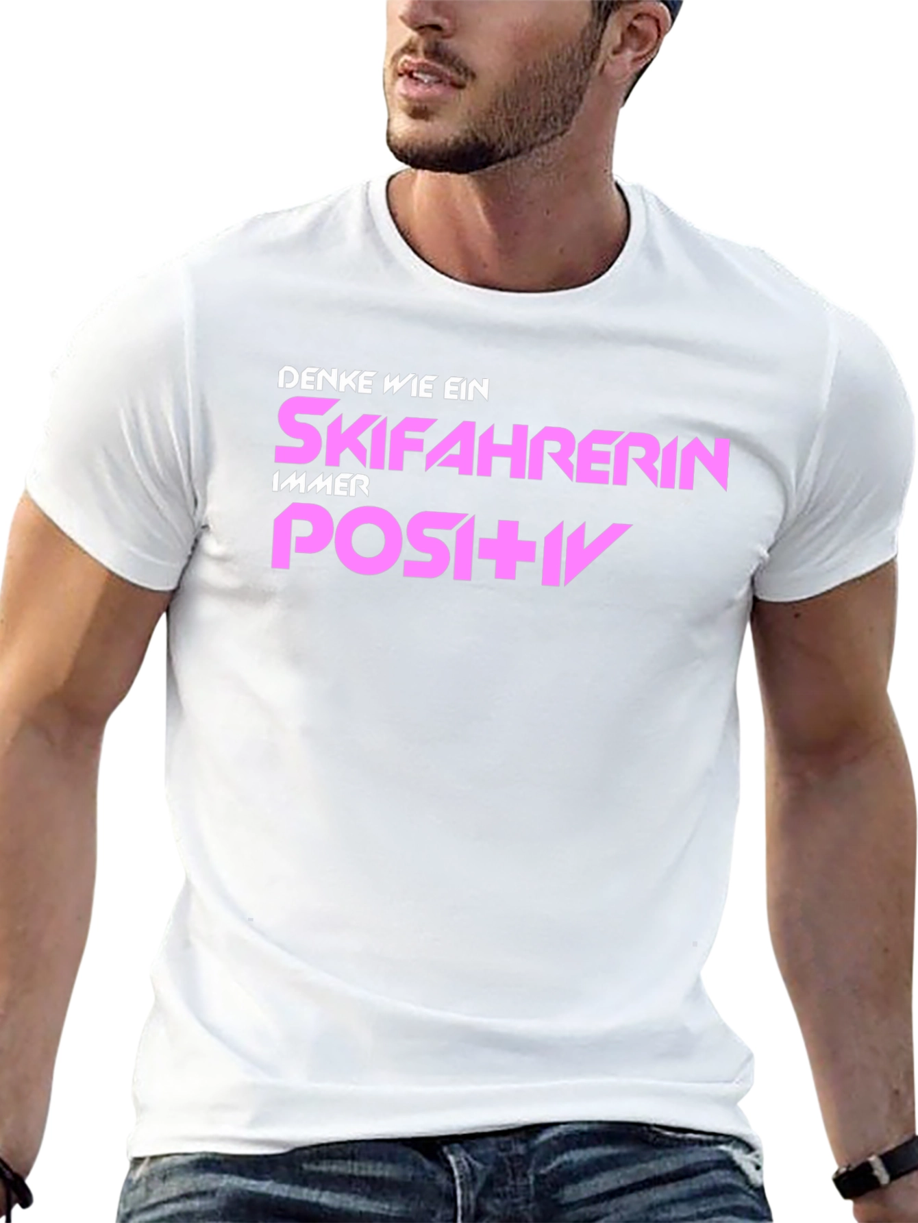 Skiing Enthusiast T-Shirt: Think Positive!