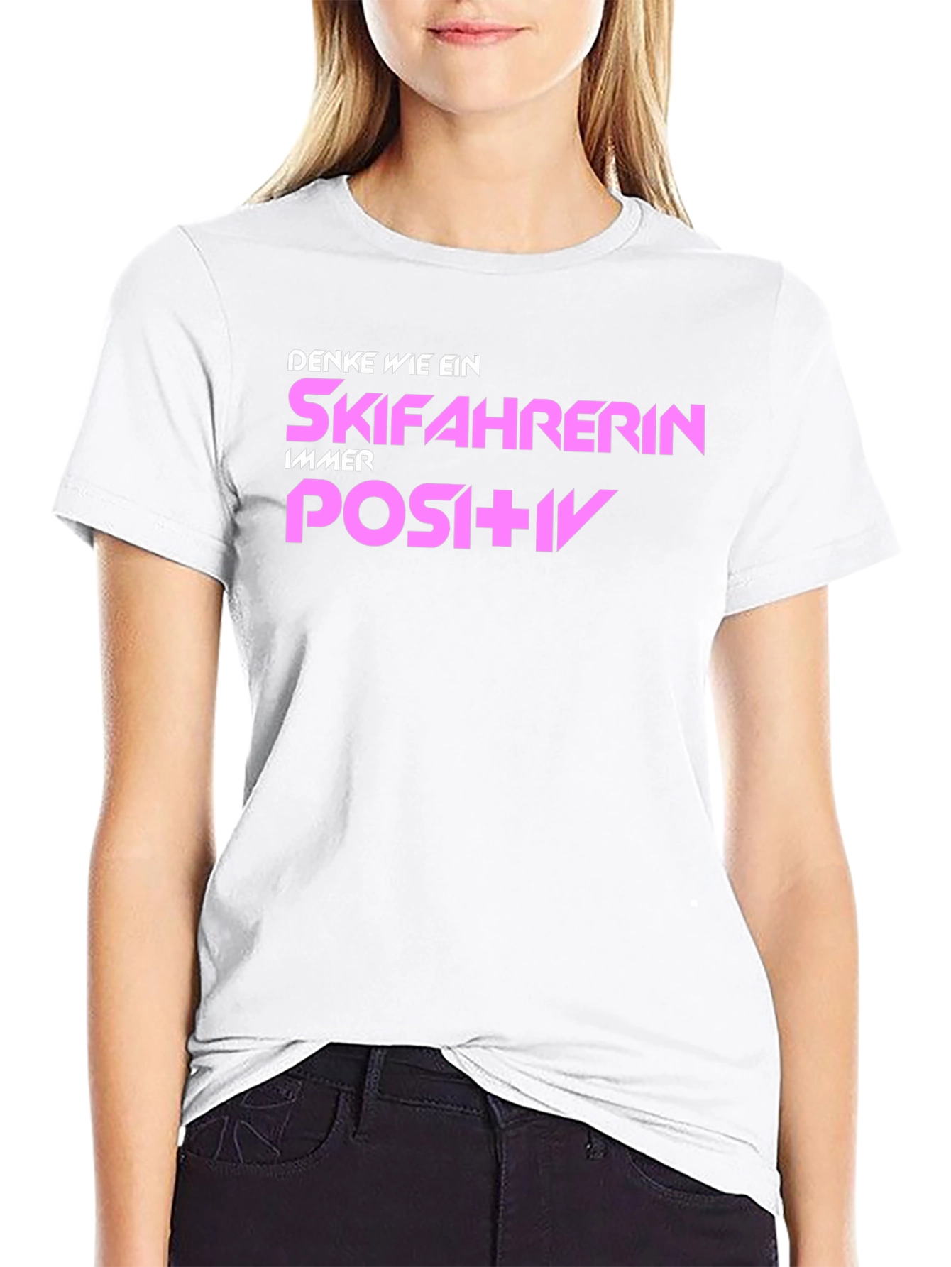 Skiing Enthusiast T-Shirt: Think Positive!