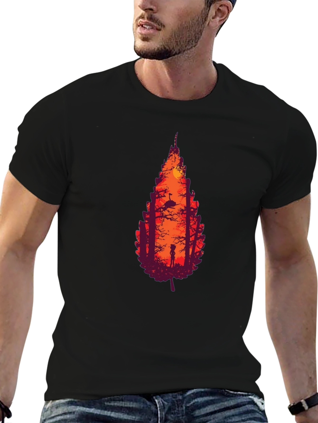 Nature Silhouette Leaf Graphic T-Shirt
