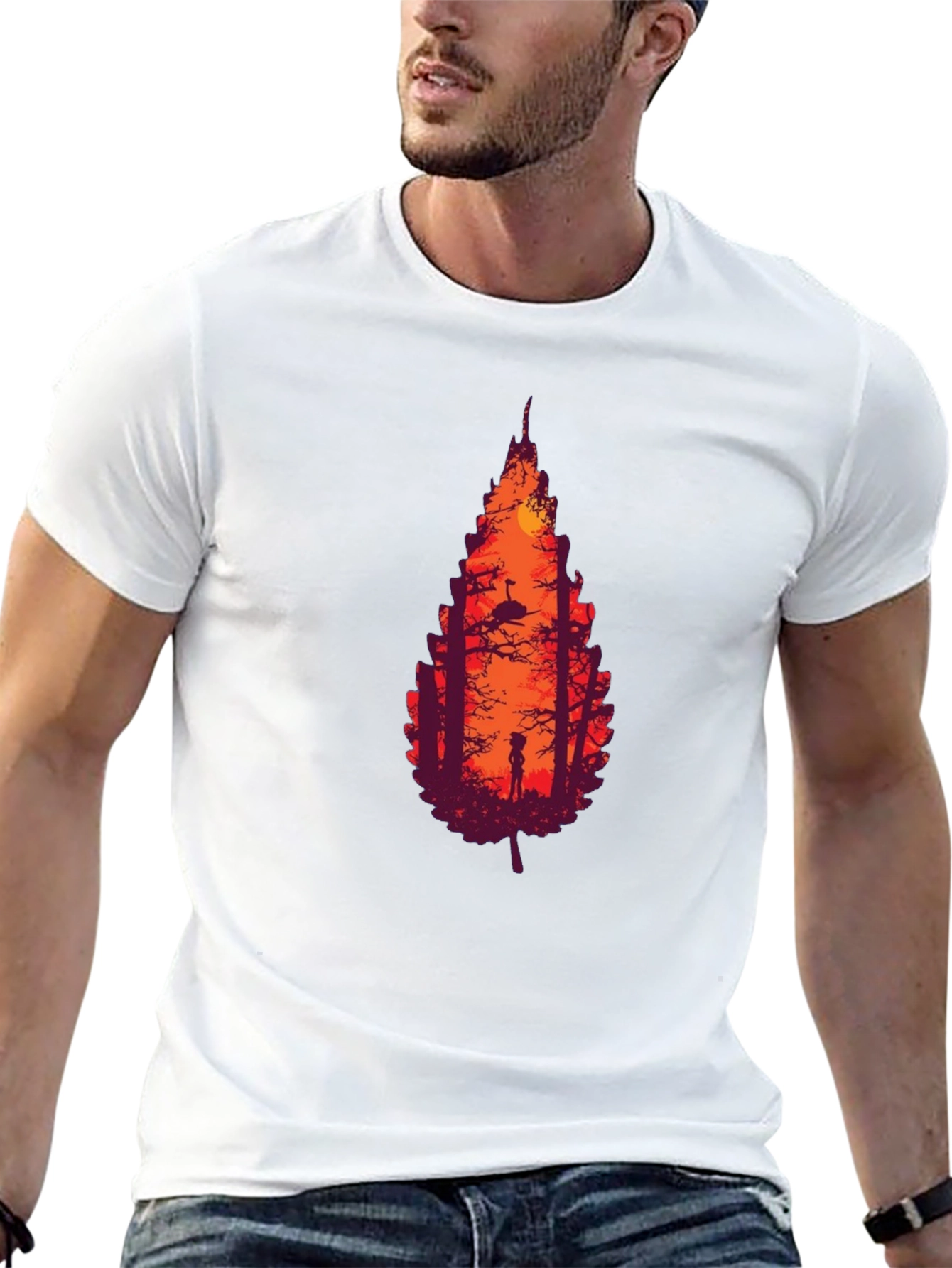 Nature Silhouette Leaf Graphic T-Shirt