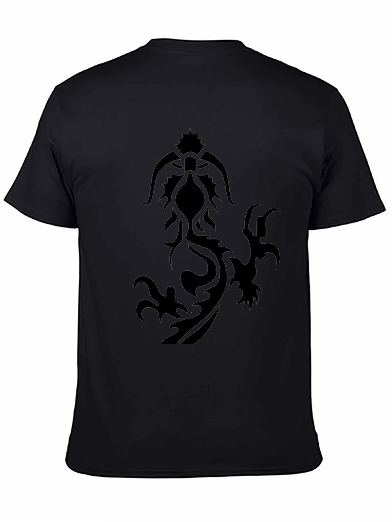 Black Tribal Dragon Graphic T-Shirt