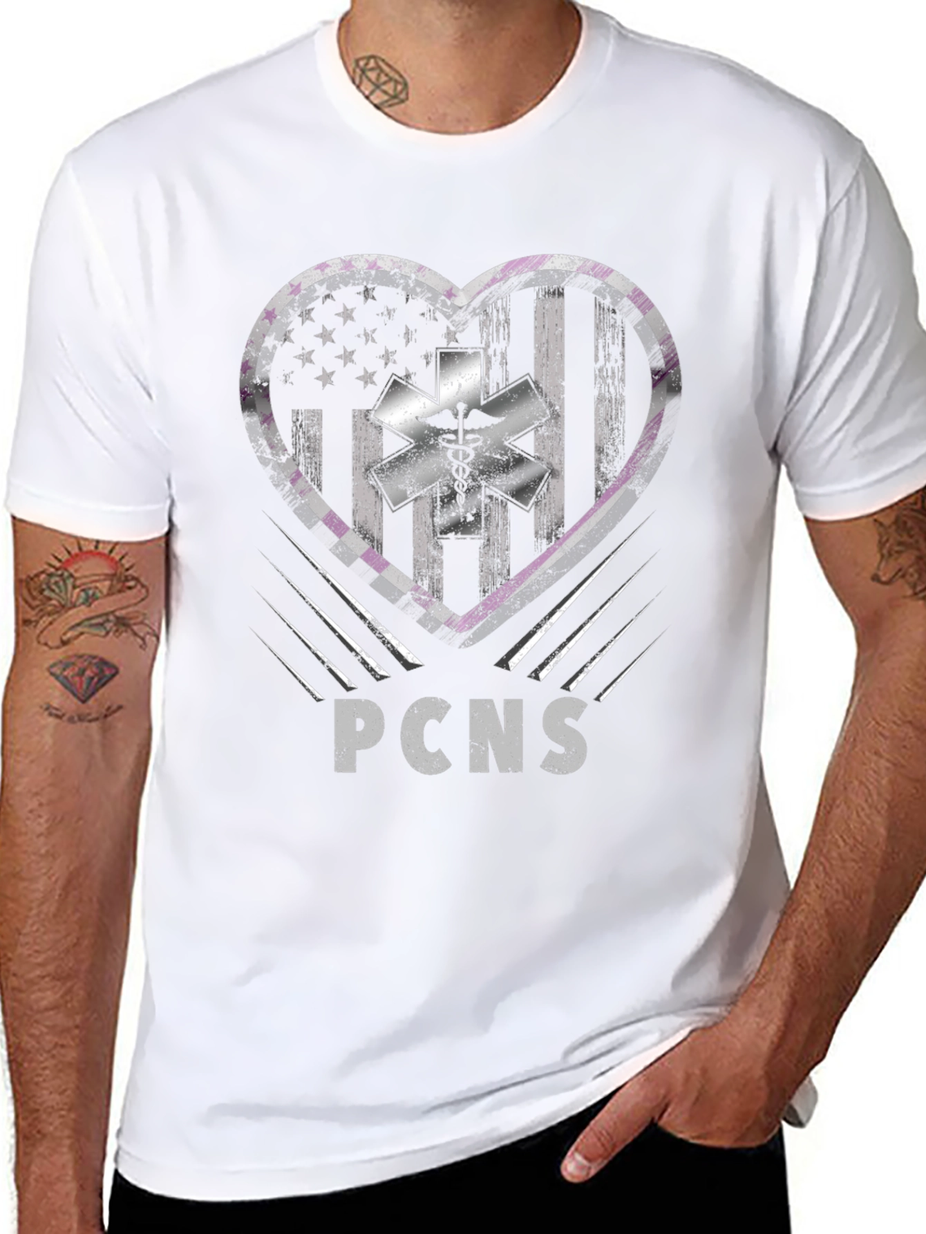 PCNS Heart Flag EMT T-Shirt - Paramedic EMS Tee