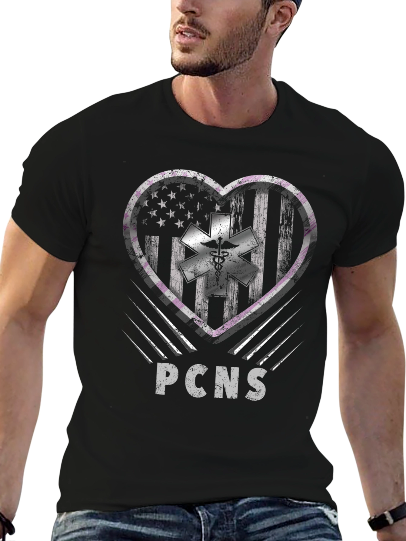 PCNS Heart Flag EMT T-Shirt - Paramedic EMS Tee
