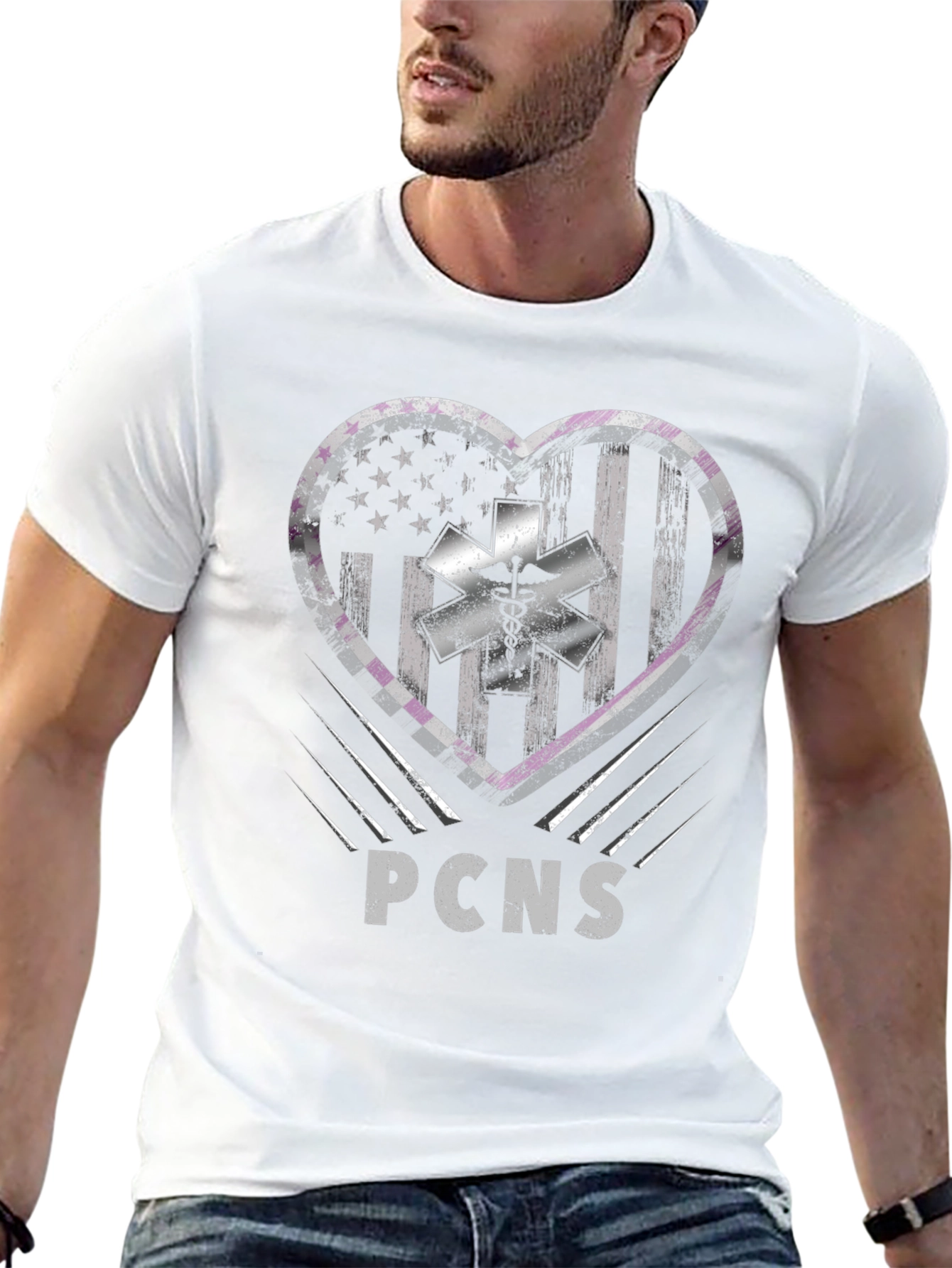 PCNS Heart Flag EMT T-Shirt - Paramedic EMS Tee