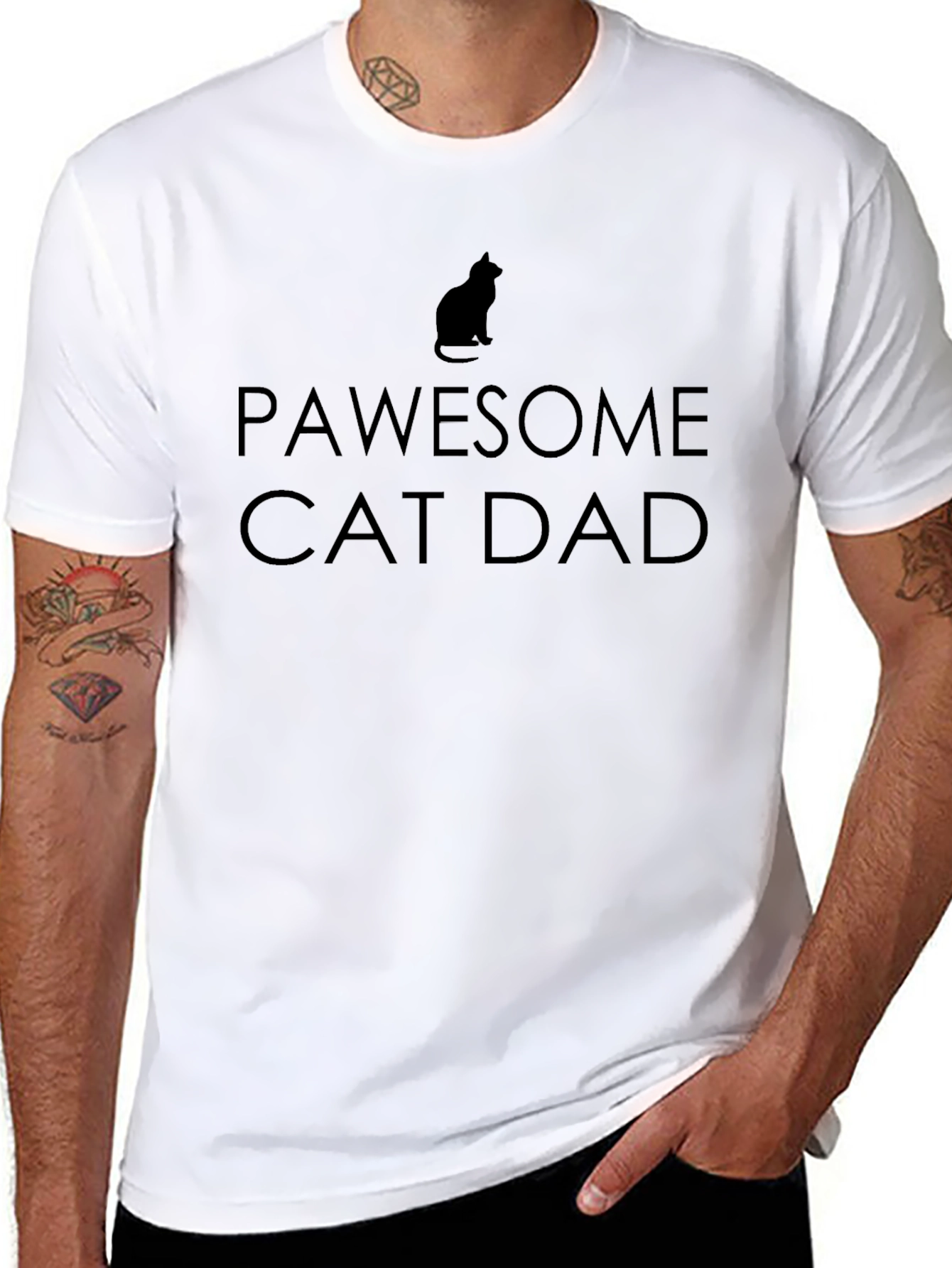 Pawsome Cat Dad T-Shirt - Cat Lover Gift