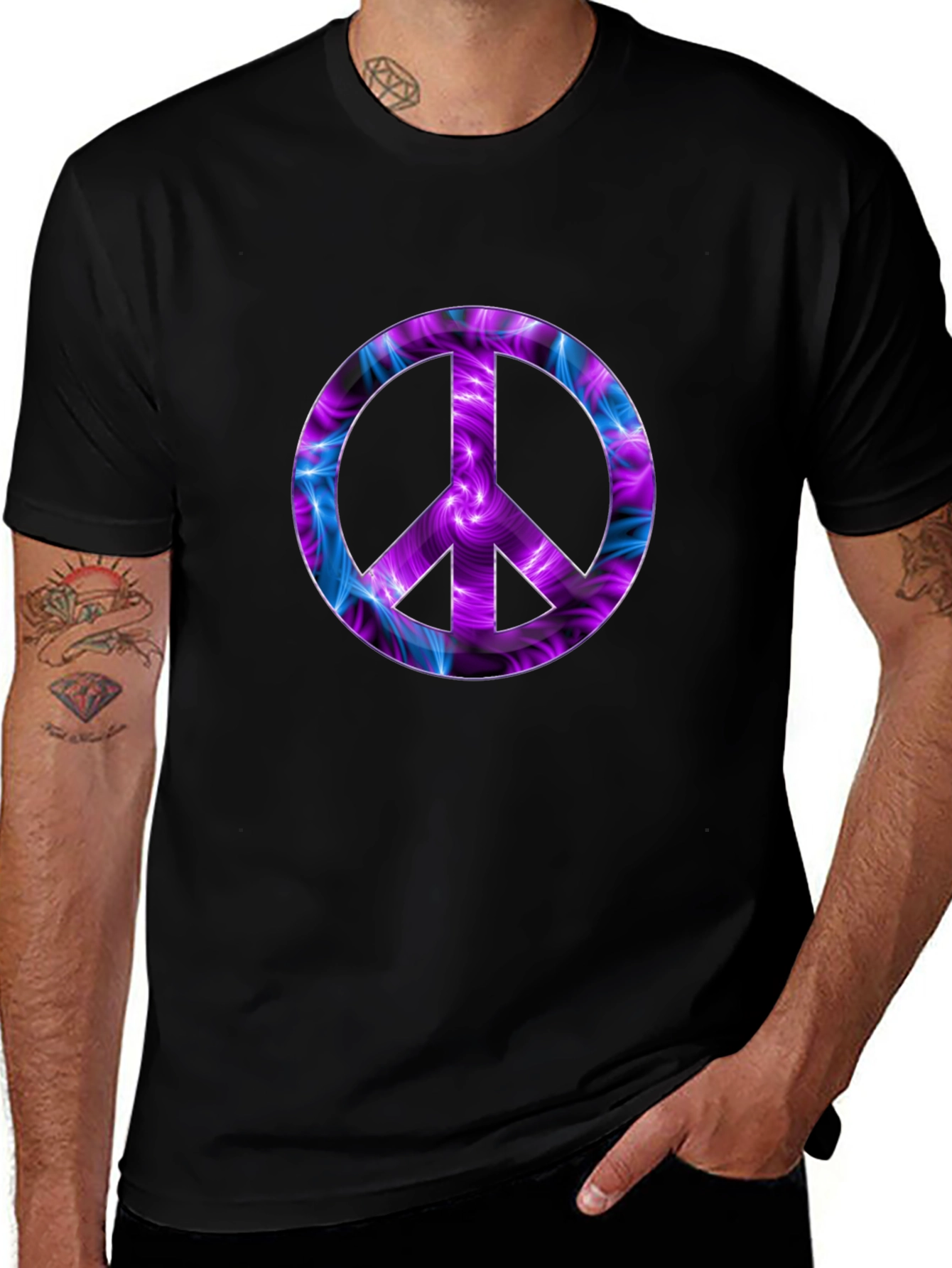 Peace Sign Graphic Tee - Black