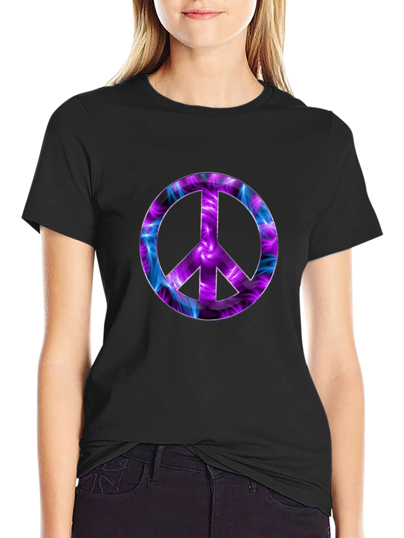 Peace Sign Graphic Tee - Black