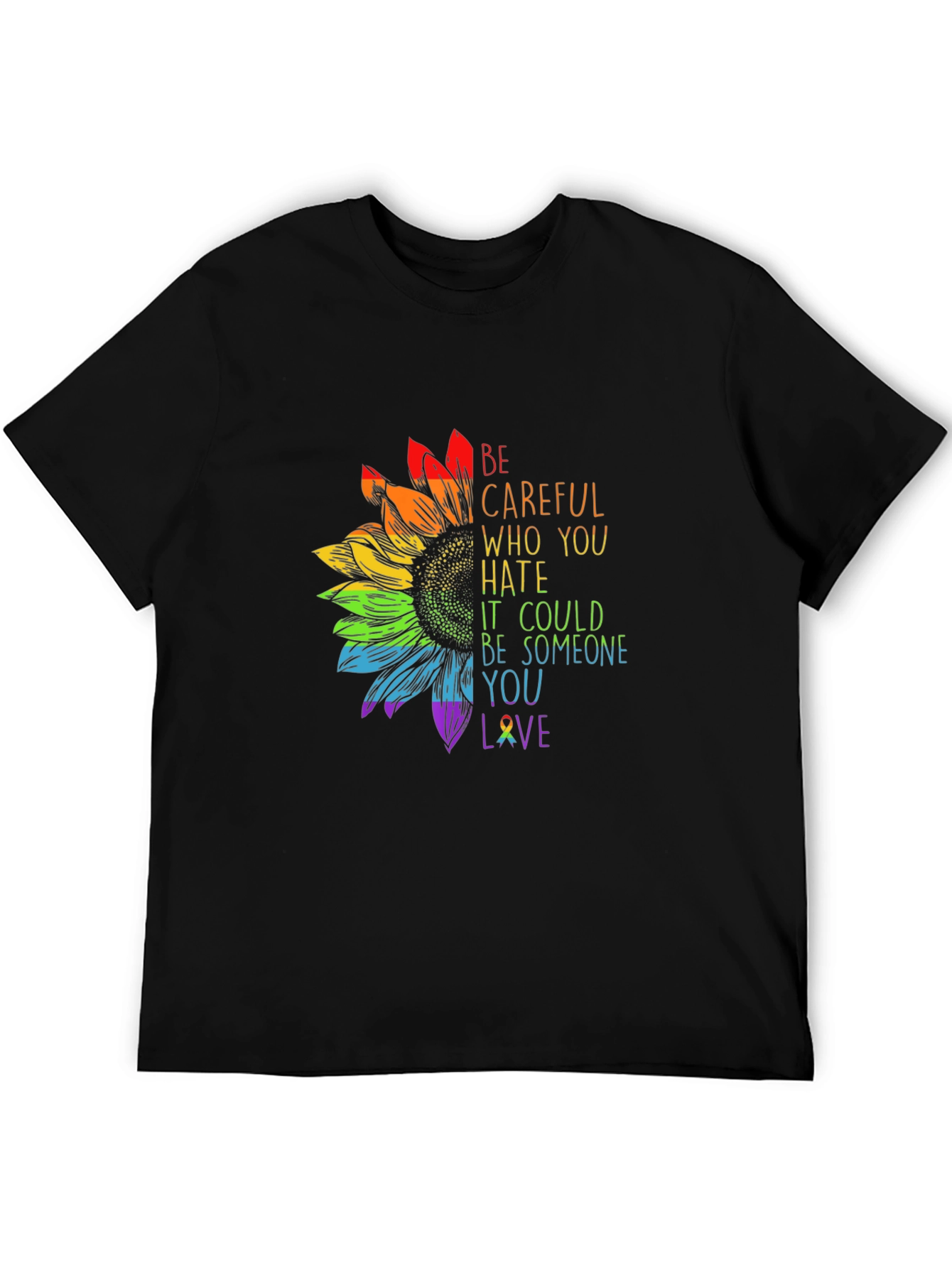 Rainbow Sunflower Graphic T-Shirt - Love & Support