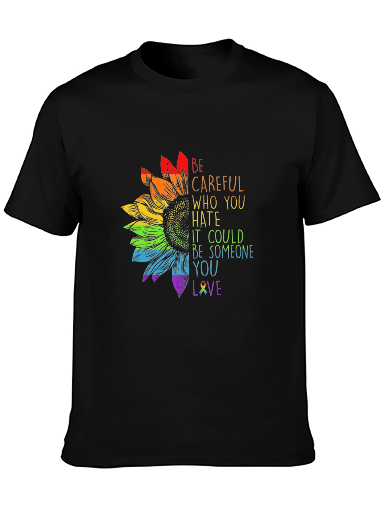 Rainbow Sunflower Graphic T-Shirt - Love & Support
