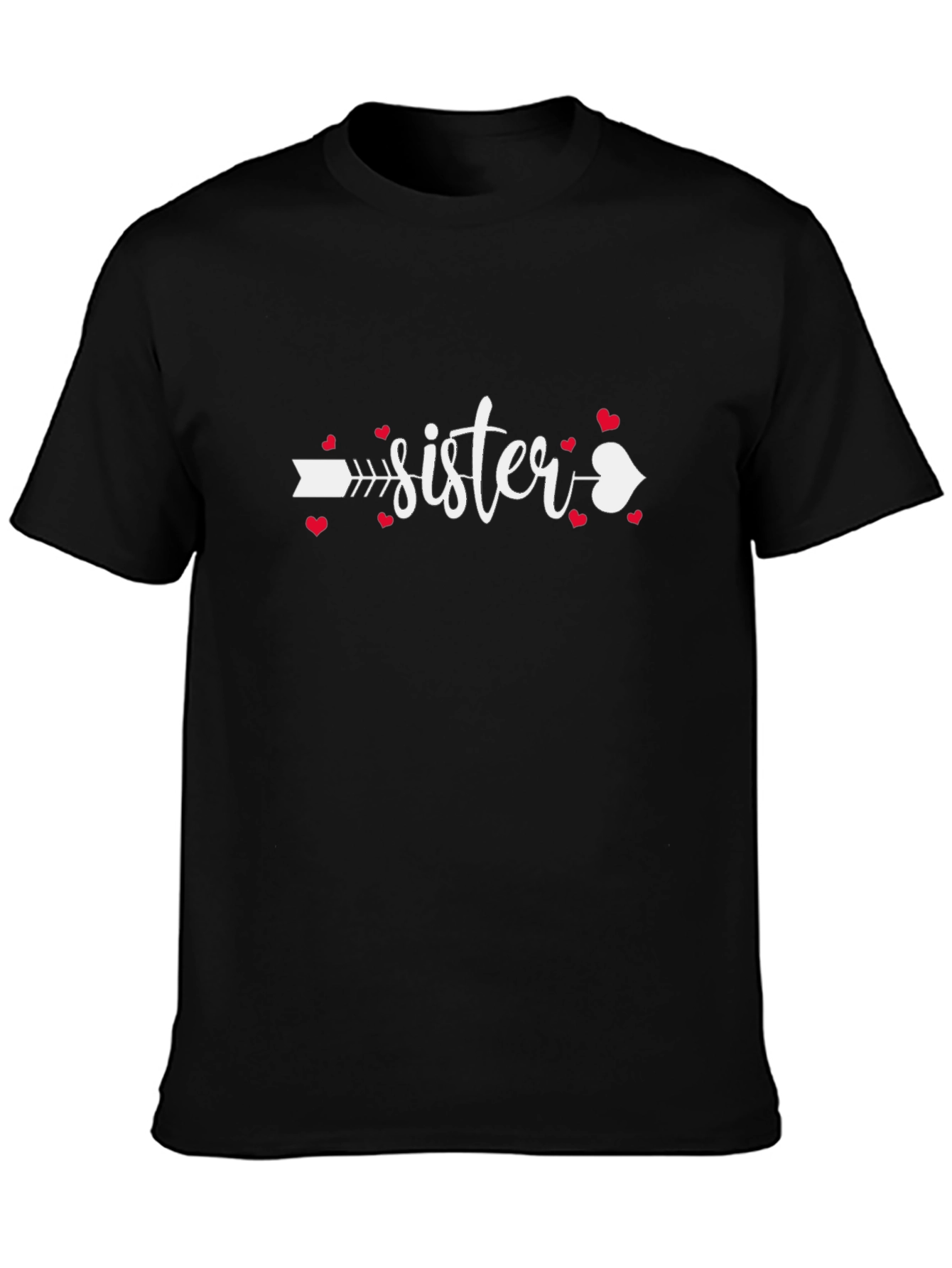 Sister Arrow Heart Graphic Tee - Black T-Shirt