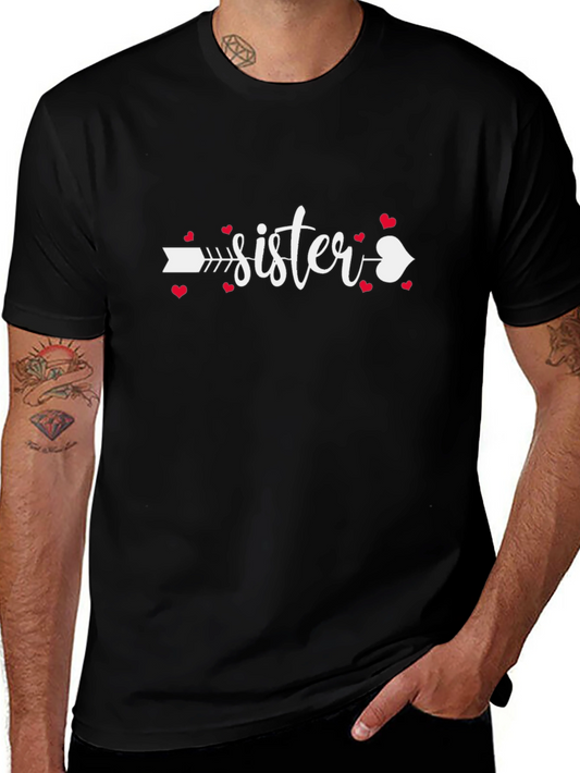 Sister Arrow Heart Graphic Tee - Black T-Shirt