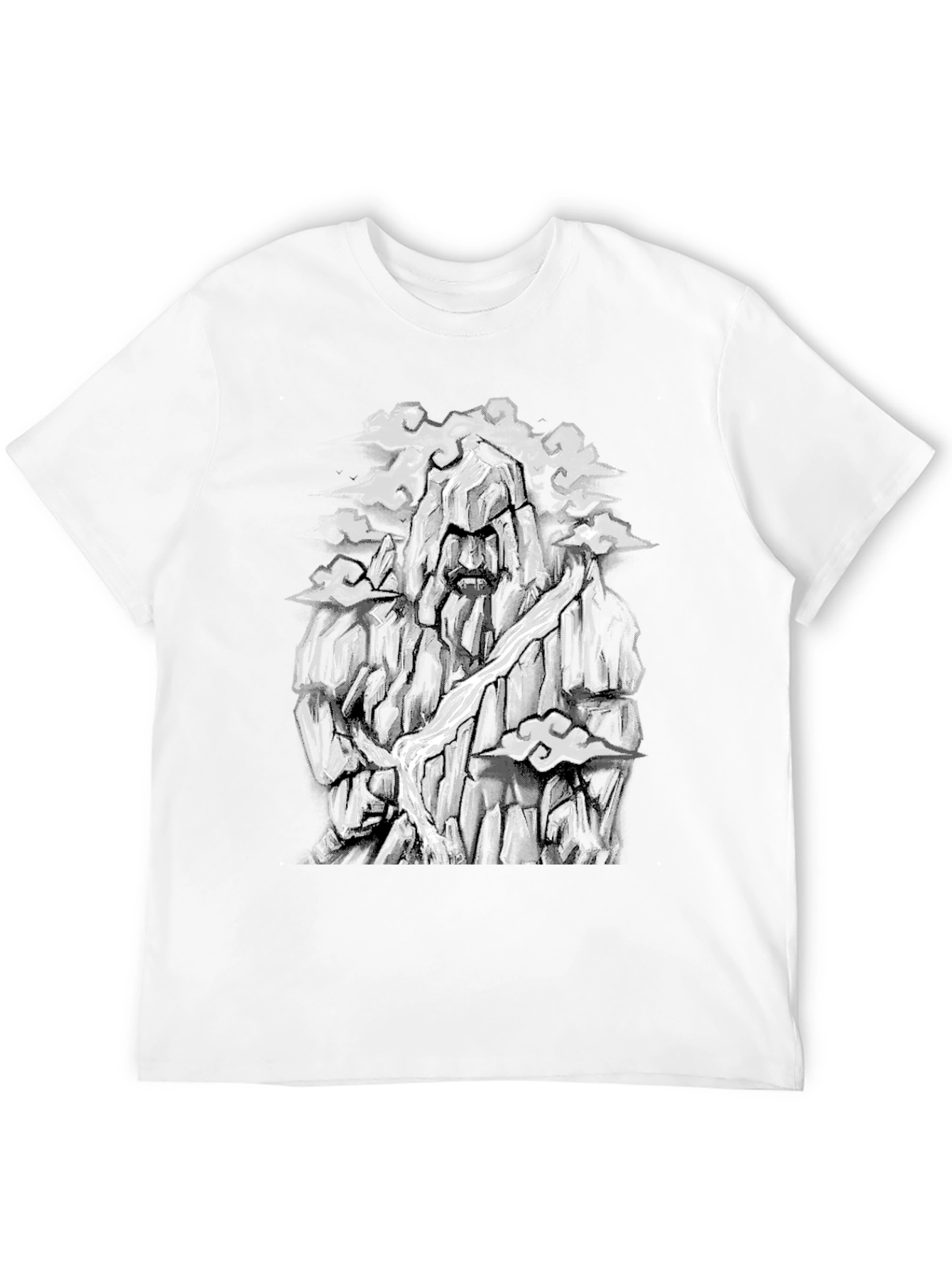 Mountain Face Graphic Tee - Black Cotton Blend
