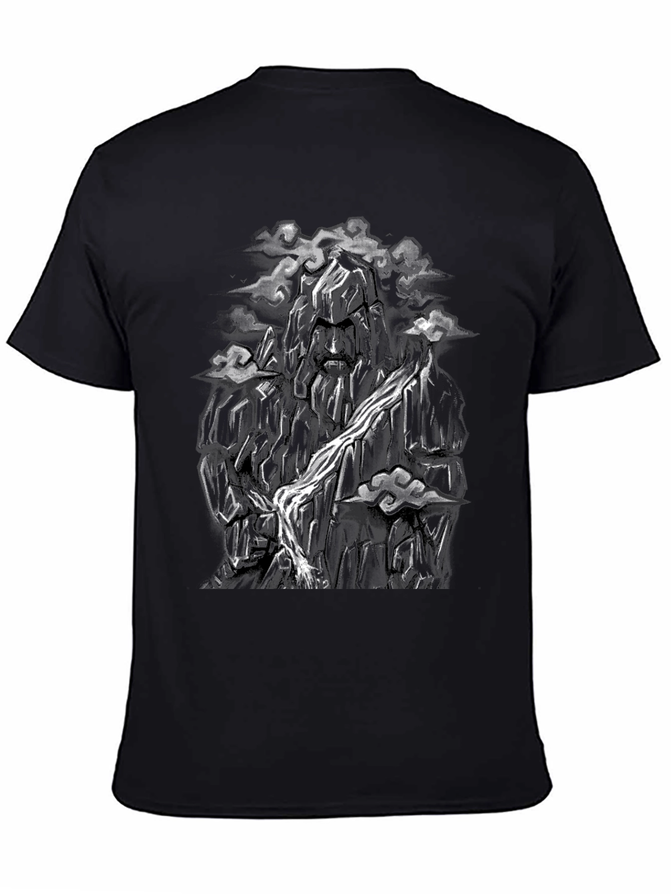 Mountain Face Graphic Tee - Black Cotton Blend