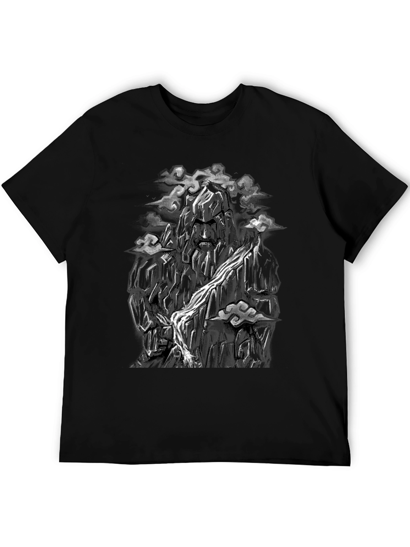 Mountain Face Graphic Tee - Black Cotton Blend