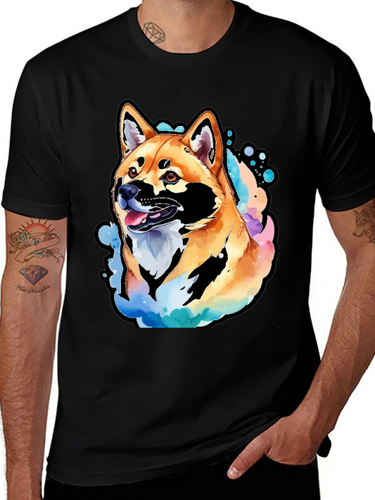 Shiba Inu Watercolor Art Graphic T-Shirt
