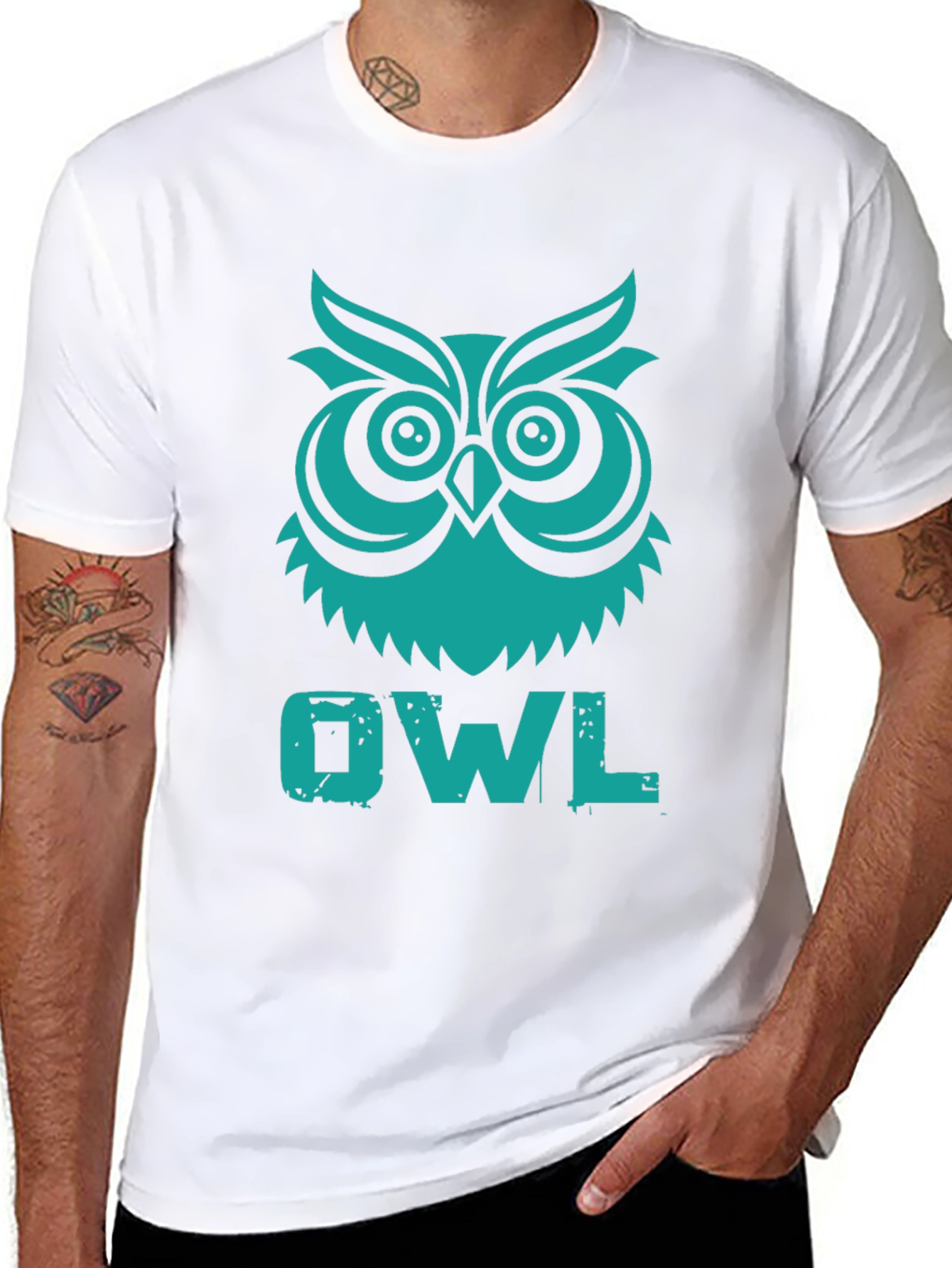Owl Graphic Tee - Black Cotton T-Shirt