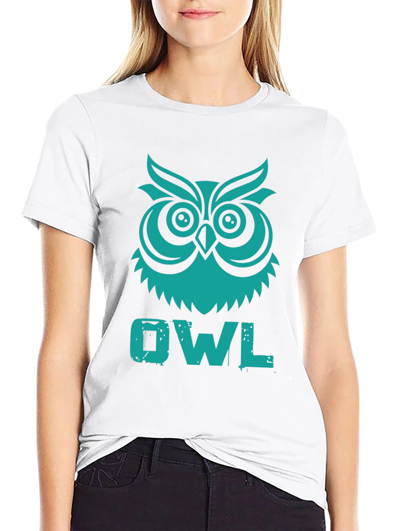 Owl Graphic Tee - Black Cotton T-Shirt