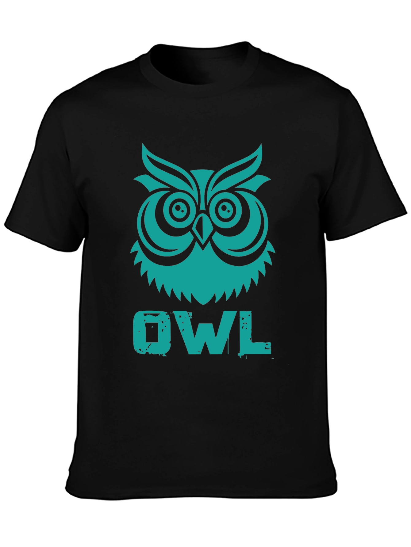 Owl Graphic Tee - Black Cotton T-Shirt