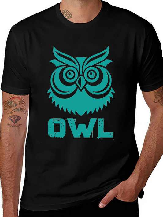 Owl Graphic Tee - Black Cotton T-Shirt