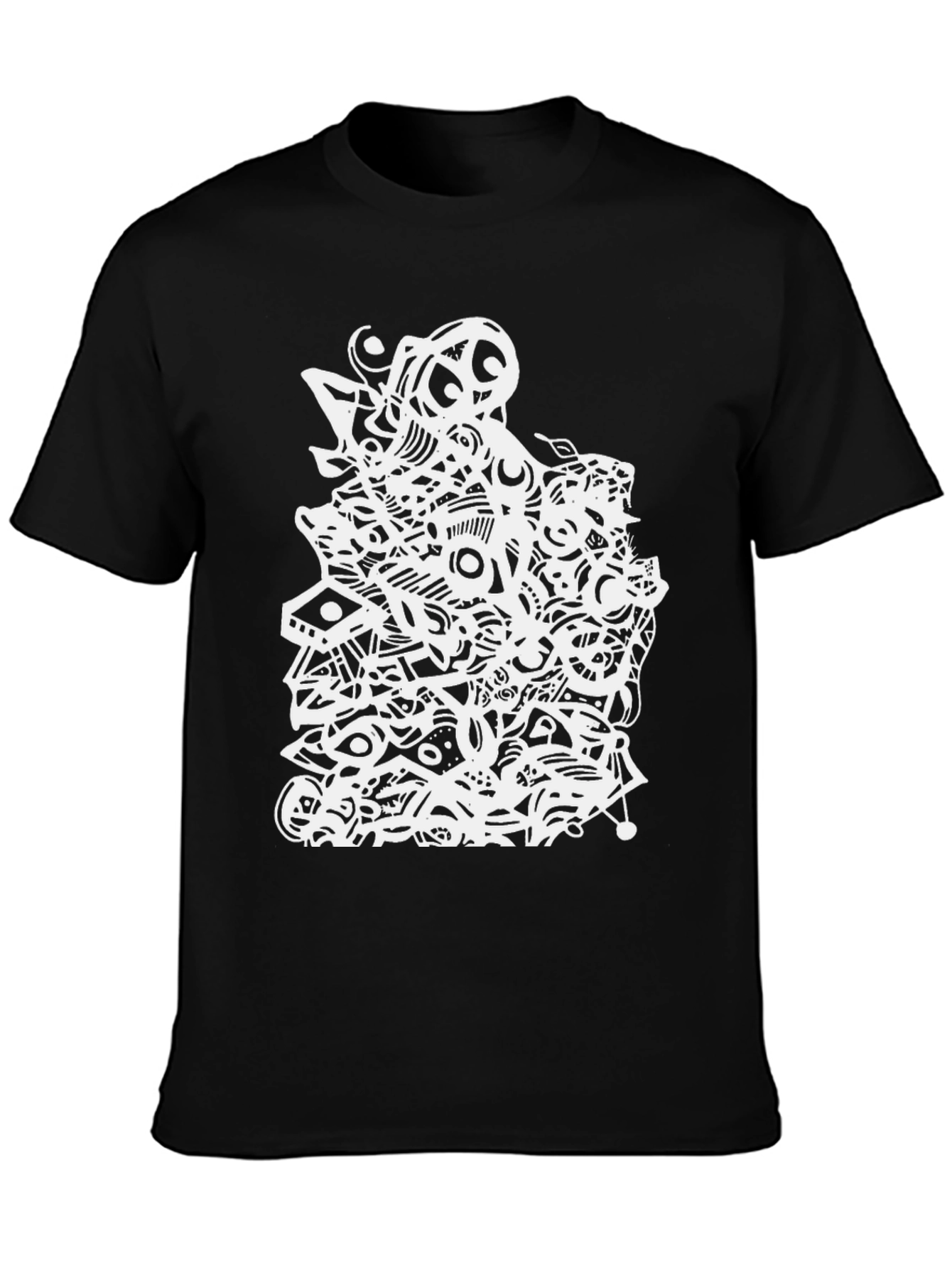 Abstract Graphic Tee - Black Cotton T-Shirt