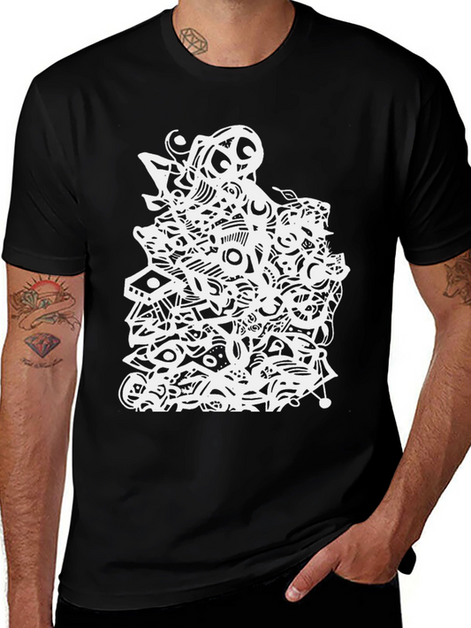 Abstract Graphic Tee - Black Cotton T-Shirt