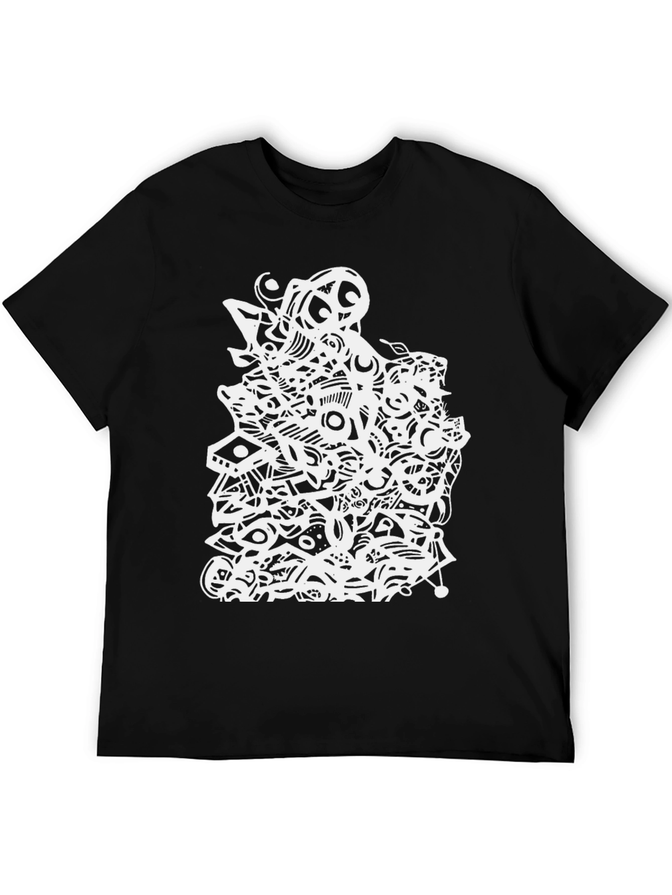 Abstract Graphic Tee - Black Cotton T-Shirt