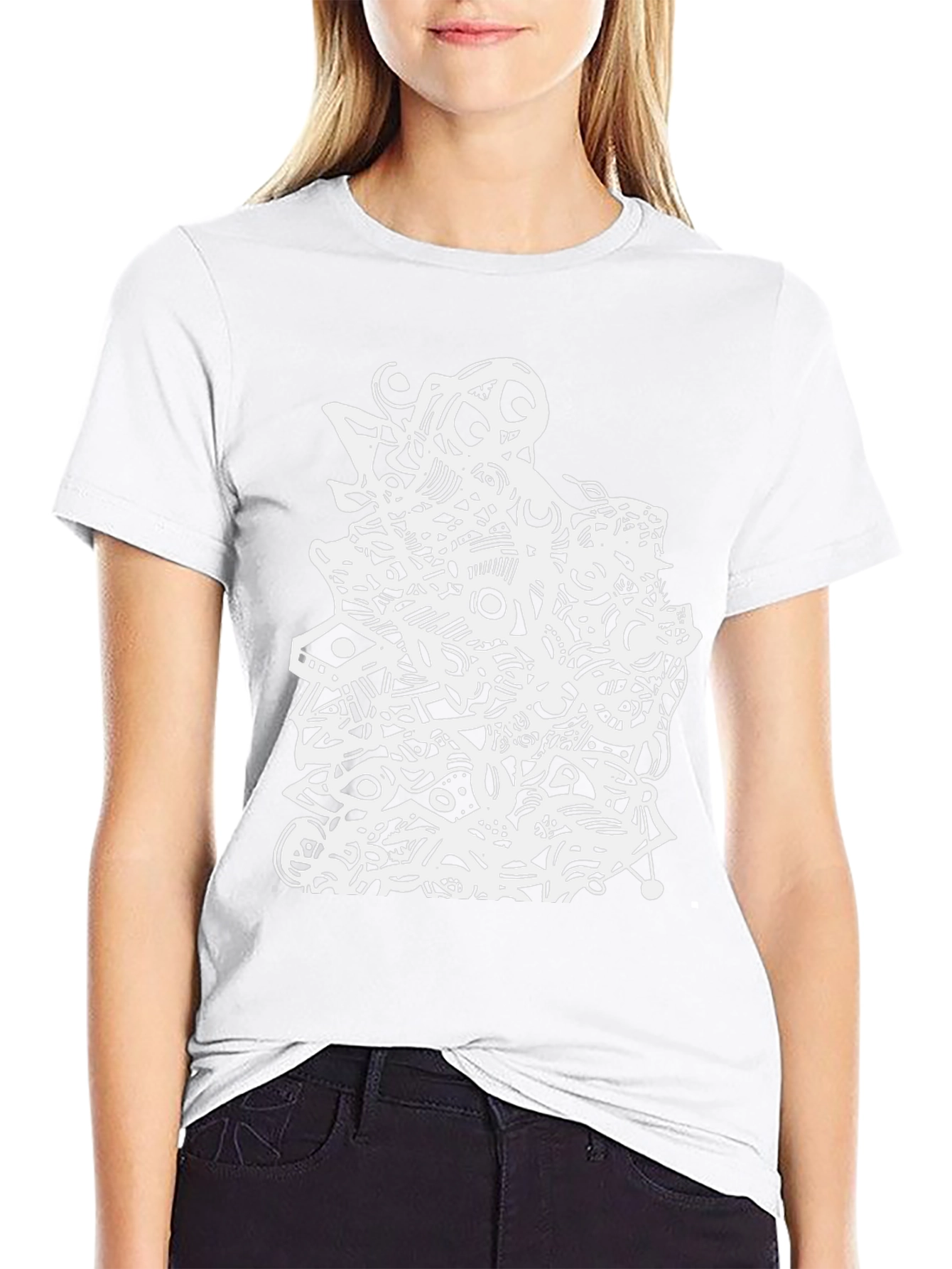 Abstract Graphic Tee - Black Cotton T-Shirt