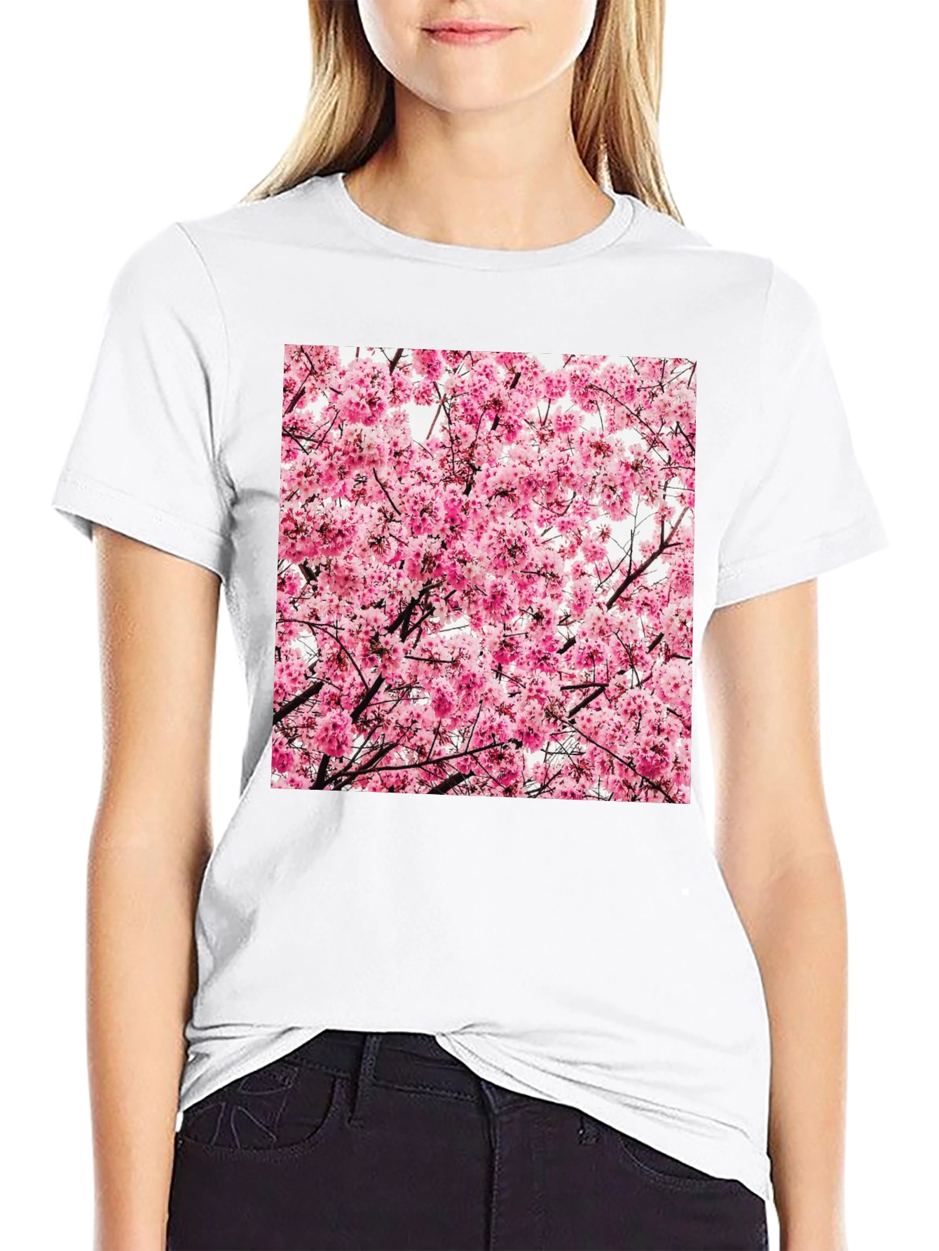Floral Print T-Shirt - Cherry Blossom Design