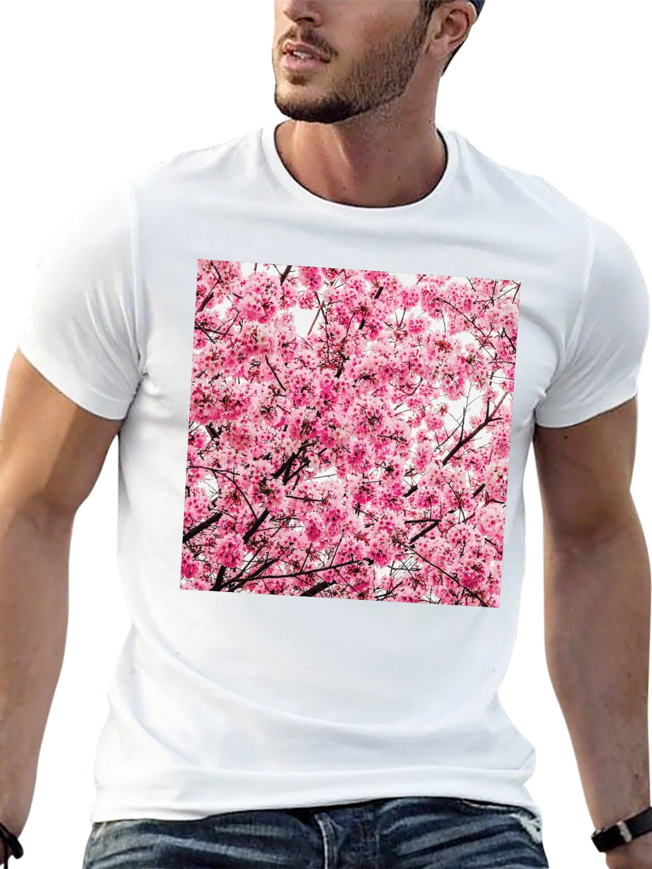 Floral Print T-Shirt - Cherry Blossom Design
