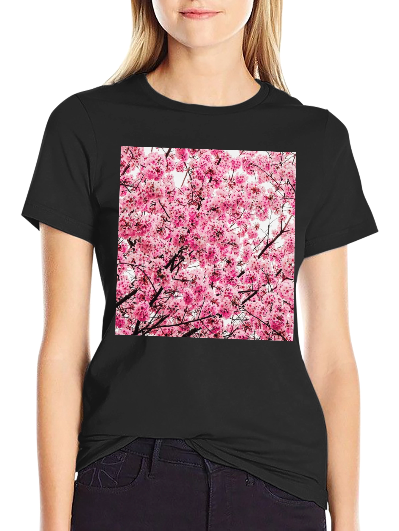 Floral Print T-Shirt - Cherry Blossom Design