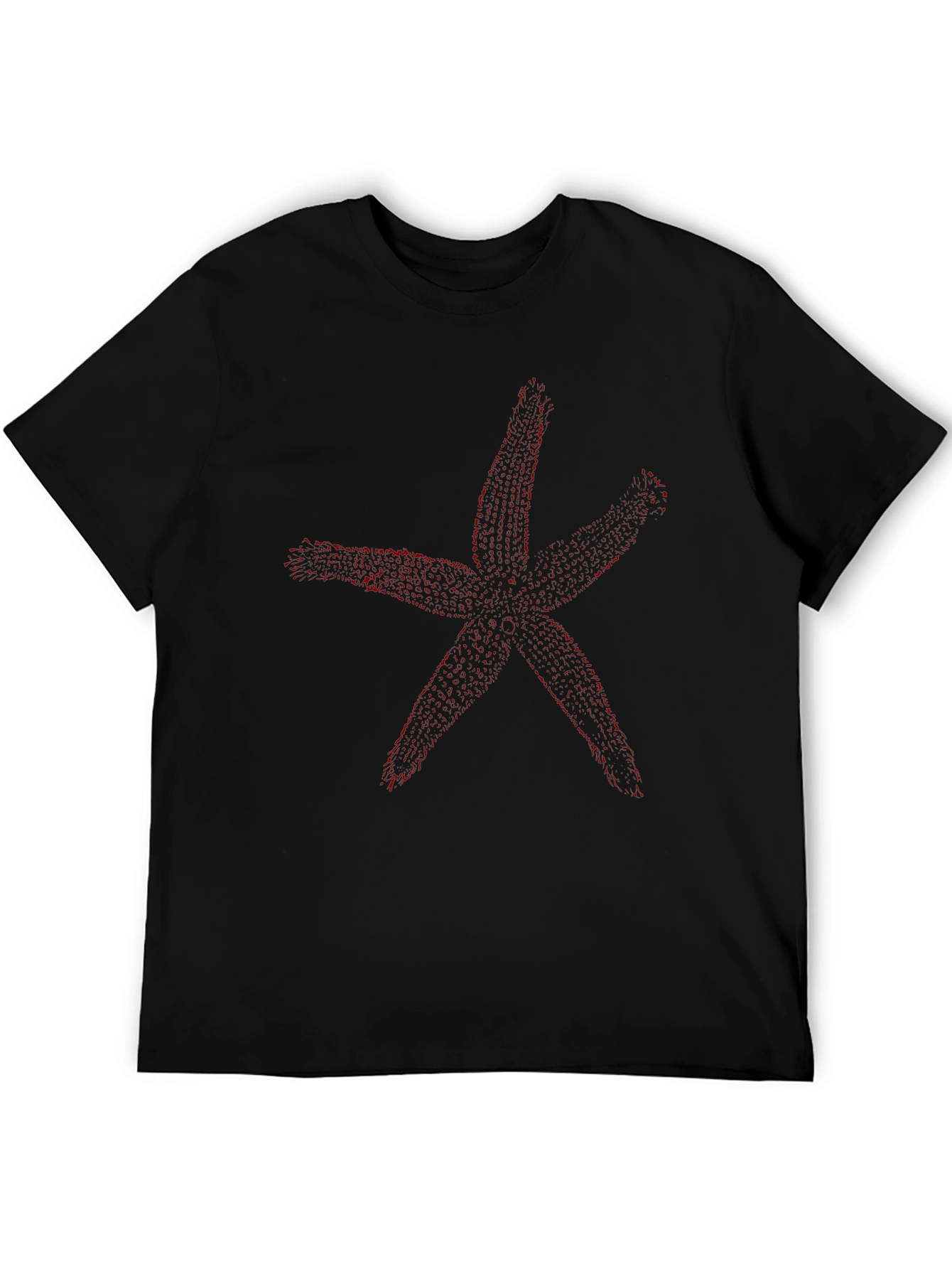 Red Starfish Graphic Black T-Shirt